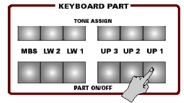 (2) Miközben a gitár mód aktív, kapcsolja ki a PART ON/OFF [UP1] gombot.