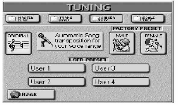 E-80 Munkaállomás Gyors kezdés (4) Nyomja meg a [TUNING], majd a [SINGER KEY] mez t.