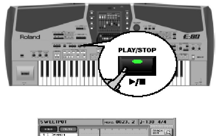 (3) Nyomja meg a RECORDER [REC ] gombot. A sequencer visszatér a dal elejére (1-es ütem). (9) Nyomja meg a [PLAY/STOP ] gombot. A sequencer egy ütem beszámolást követ en elindítja a felvételt.