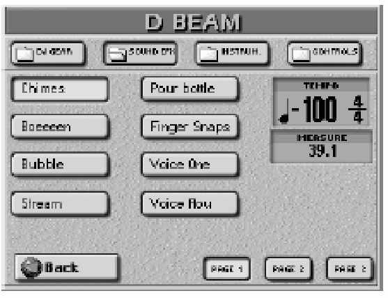 Roland E-80 Munkaállomás A D Beam vezérl használata D Beam funkciók A D Beam Controller két érzékelõvel rendelkezik, melyek a mozgásokat figyelik (kéz vagy test mozgás) az érzékelés tartományon belül.