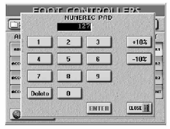 A [DATA/ENTRY] gomb megnyomásával behívhatja a képernyõre a NUMERIC PAD-ot. Adja meg az értéket, majd nyomja meg az [ENTER] mez t.