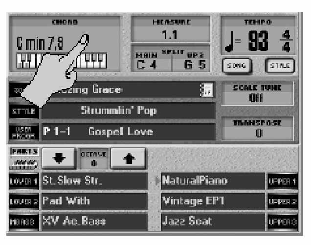 Precízebb Arranger beállítások Akkord felismerés tartomány (ZONE) Nyomja meg az EASY SETTING [ARR] gombot, hogy az E-80 tudomására hozza, hogy az Arrangert szeretné használni.