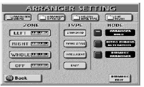 Roland E-80 Munkaállomás Precízebb Arranger beállítások Arranger típus (akkord mód) A következõ fontos dolog, hogy meghatározza, hogy a hang információk, hogyan kerüljenek elküldésre az arranger-re.