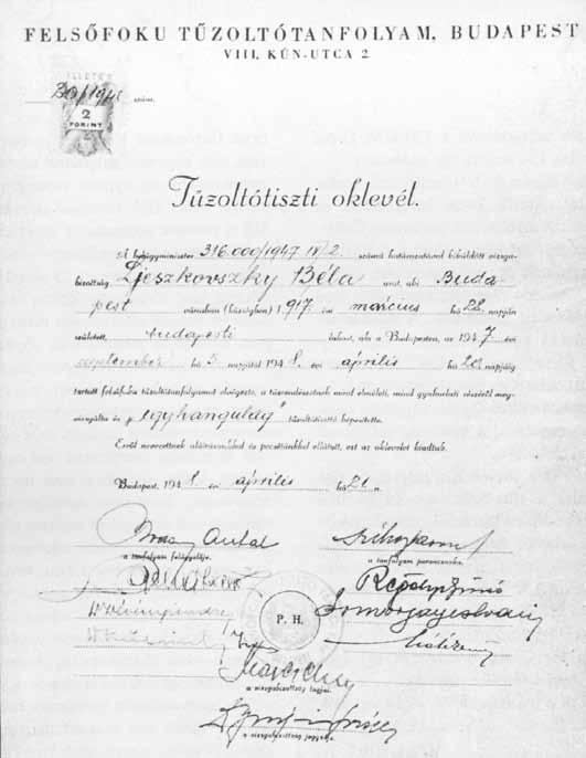 2. Az intézeti tűzoltóképzés alapjainak megteremtése A tűzoltó és a tűzoltótiszt képzés megszervezése, szervezete és működése Az állami tűzoltóság létrehozásáról szóló rendeletek kiemelten