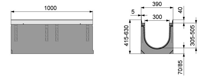 MÉLYÉPÍTÉS KERTÉPÍTÉS VÍZTISZTÍTÁS SPORT FASERFIX SUPER KS 300 2 3 4 5 6 Metszetek folyóka 2 Rácsok E 600-as terhelési osztályig 3 Zárt véglemez 4