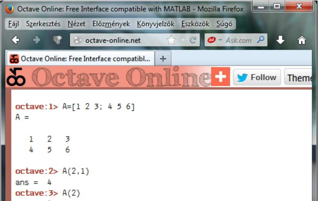 Az Octave és a Scilab A Matlab drága szoftver (Toolboxok ) Student verzió létezik