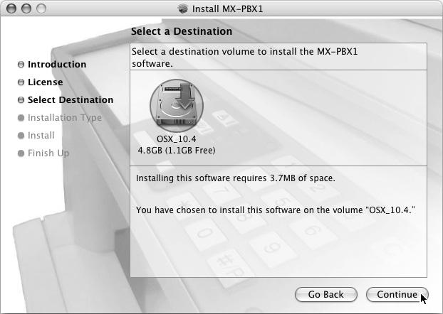 MAC OS X 7 Megjelenik a Licensz szerződés ablak. Fontos, hogy megértse a licensz megállapodás tartalmát, majd klikkeljen a [Continue] gombra.