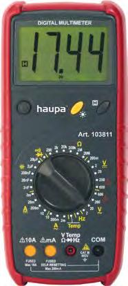 HAUPA Multi Check II - Digitális nagyteljesítményű multiméter A Multi Check II különösen biztonságosan használható. Az automatikus méréstartomány védelemnek köszönhetően lehetetlen tévesen használni.