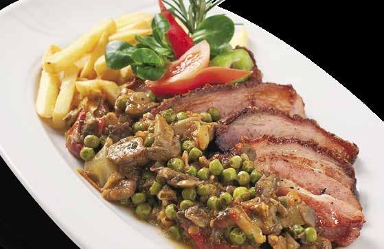 A KONYHAFŐNÖK AJÁNLATA EMPFEHLUNGEN DES KÜCHENCHEFS OUR CHEF OFFERS FOR YOU TERCIA-TÁL 2 SZEMÉLYRE A C G I 5 490 FT Tercia pulykamell, Endrédi borda, rántott csirkemell, bordírozott szűzérme, sült