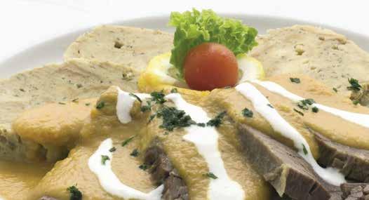 A HÁZ AJÁNLATA UNSERE EMPFEHLUNG OFFERS FOR YOU SZŰZÉRME BURGONYÁS PANÍRBAN TEJFÖLLEL SAJTTAL GRILLEZVE, RIZZSEL, KÁPOSZTA SALÁTÁVAL A C G Schweinsmedaillons mit Kartoffel, Sauerrahm und Käse