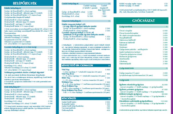 Melléklet Büki Gyógy- és Élményfürdő árlista 2009-ben az Írottkő Natúrpark elnyerte