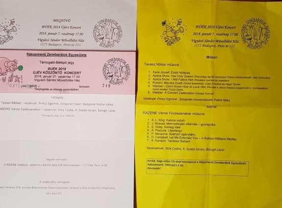 e) RÁZENE Újévi Koncert a Vigyázóban Buskó András: tájékoztatja a megjelenteket, hogy 2018.