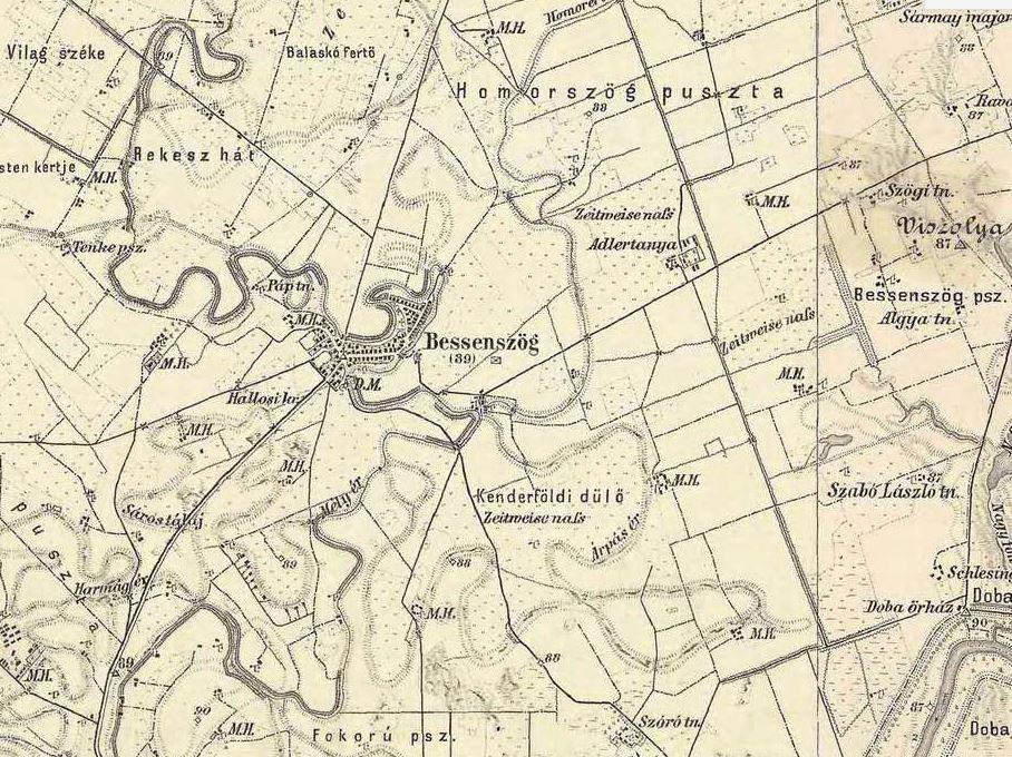 III. Katonai felmérés(1869-1887) térképe Besenyszög településről 1.14.6.2.