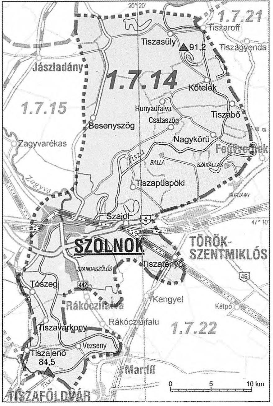 A kistáj települései a következők: Települések: Ballatelep Besenyszög Csataszög Hunyadfalva Kőtelek Nagykörű Szajol Szakállas Szandaszőlős (Szolnok) Szolnok Tiszabő Tiszajenő Tiszapüspöki Tiszasüly
