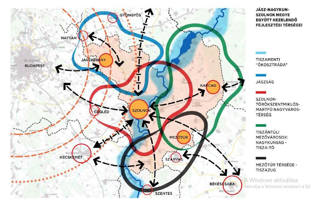 Jász - Nagykun - Szolnok megye együtt kezelendő fejlesztési térségei Forrás: Jász-Nagykun-Szolnok Megyei Integrált Területi Program 2014-2020 (Jász- Nagykun-Szolnok Megyei Közgyűlés 66/2015. (V. 13.