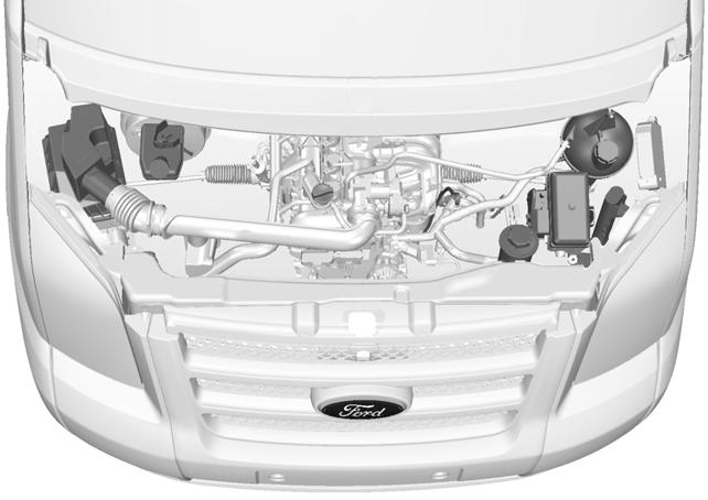 Karbantartás MOTORTÉR-ÁTTEKINTÉS - 2.3L DURTEC-HE (MI4) B C D E I H G F E70606 B C D E F G Levegőszűrő. Fék- és tengelykapcsoló-folyadék tartály.