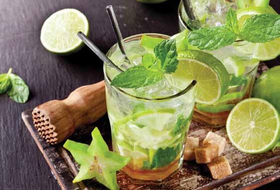 Alkohol mentes koktélok Non-alcoholic coctails Limonádék 0,3 l (citrom, bodza, málna) Limonádék 0,5 l (lemon, elderflower, raspberry) Virgin Mojito
