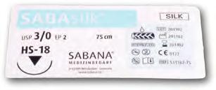 Sebészeti varróanyag ha többet akar 24db / csomag SABAsilk selyem (SABANA) Szerves protein fibroinból előállított nem felszívódó sebészeti varróanyag.