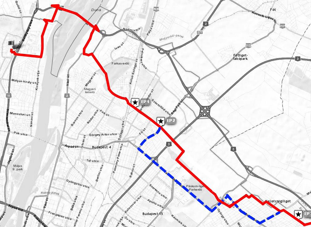 ep 5 km Rajt Pest határán kerékpáros teljesítménytúra útvonala szaggatott vonal: