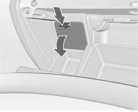 Autóápolás 255 Jobbkormányos gépkocsik esetén a biztosítékdoboz a kesztyűtartóban, egy fedél mögött található. Nyissa ki a kesztyűtartót és távolítsa el a fedelet.
