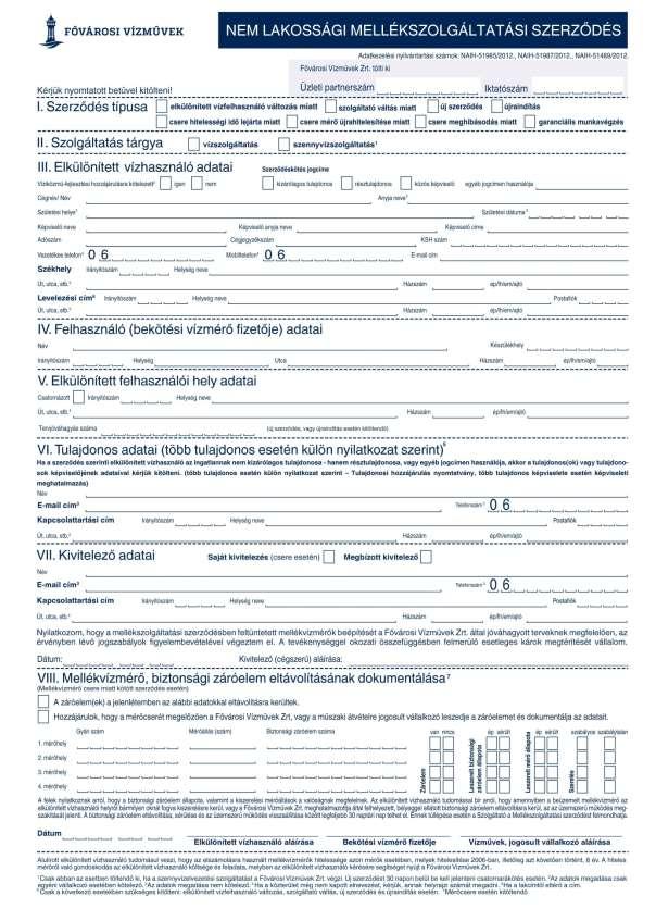 13. Melléklet Nem lakossági mellékszolgáltatási szerződés 13.