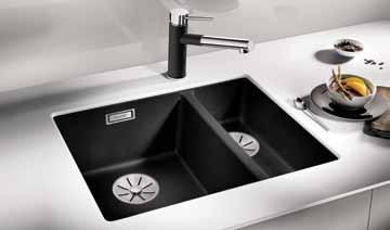 BLANCO SUBLINE 340/160-U BLANCO SUBLINE 700-U 80 cm-es szekrényméret 700 x 400 mm katalógus 229-230. oldal antracit 523 442 95.