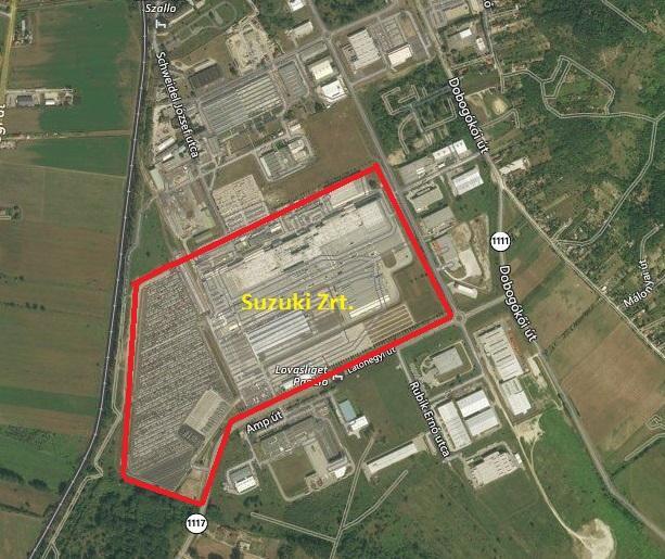 2. A veszélyes anyagokkal foglalkozó üzem és környezetének bemutatása A Suzuki Zrt. telephelye Esztergom déli részén található ipari parkban fekszik.