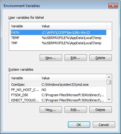 ben nyomjuk meg az Environment Variables (Környezeti változók) gombot. Ekkor a 143. ábrán látható párbeszédablak fog megjelenni.
