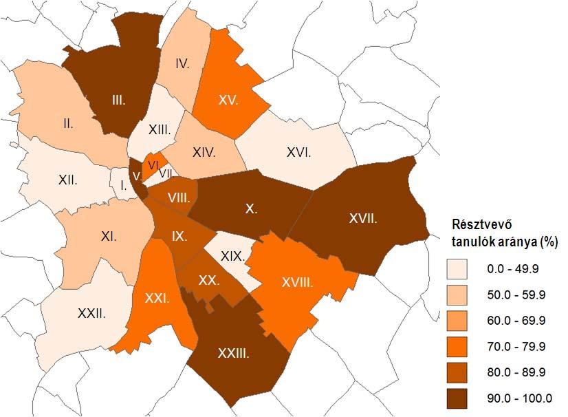 A területi egyenlőtlenséget megvizsgálva a fővárosban látható, hogy a budai kerületek közül a III.