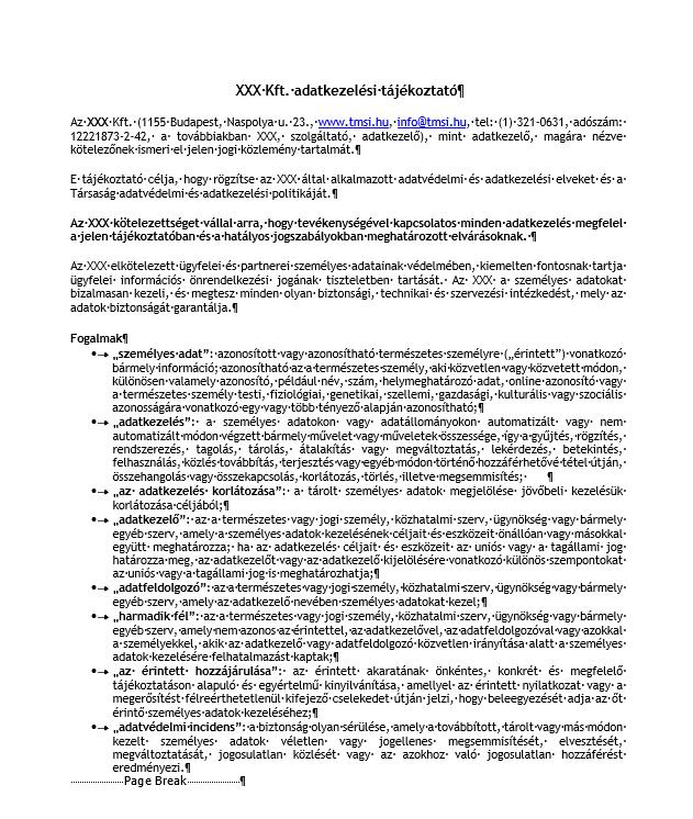 Azonosító Leírás Formátum TMSI_TAJEKOZ