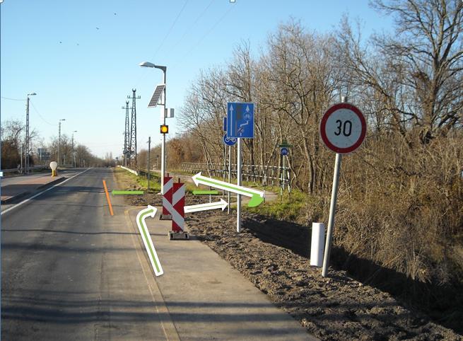 Hegyeshalm belterületén az 1.sz.-ú főutat tehermentesítő kerékpársáv létesítése tárgyú ROP Gndlatk az elkészült kerékpársáv használatáhz. 1. számú főút- Zalka M.