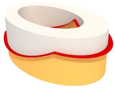 Egy 3D test felosztásához egy felület mentén 1 Kattintson a T1 mínusz T2, T2 törlése vagy a T1 mínusz T2, T2 megtartása funkcióra. 2 Jelölje ki azt a testet, amelyet fel szeretne osztani.