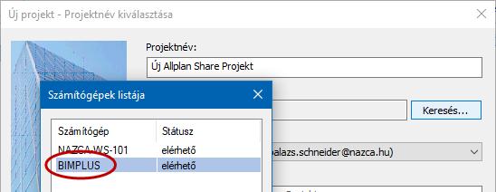 Újdonságok az Allplan 2018-0-ban Egyszerűsített együttműködés az Allplan Share segítségével 71 Új Allplan projekteklétrehozása Allplan Share-en Új Allplan projektek