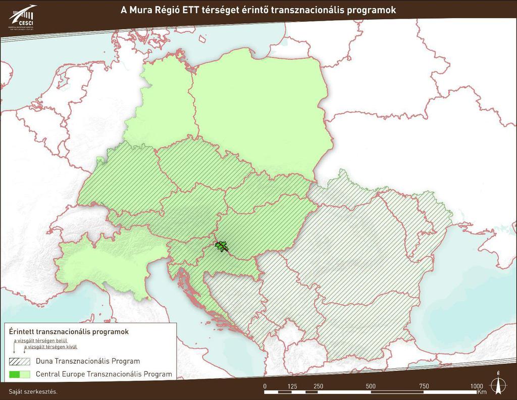 42. ábra: A Mura Régió ETT térségét érintő transznacionális programok területe Duna Transznacionális Program Az Európai Bizottság 2012.