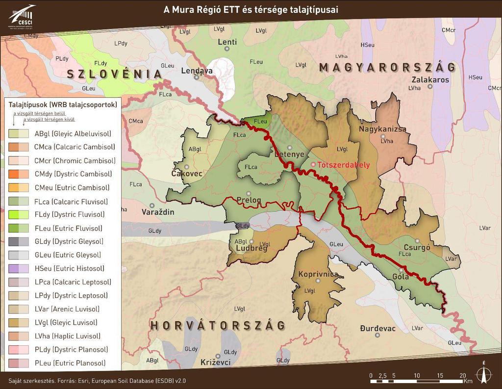 4. ábra: A térség talajtípusai Az erdőtalajokkal borított területeken az erdőhasznosítás, az öntéstalajokon pedig a mezőgazdasági hasznosítás a jellemző.