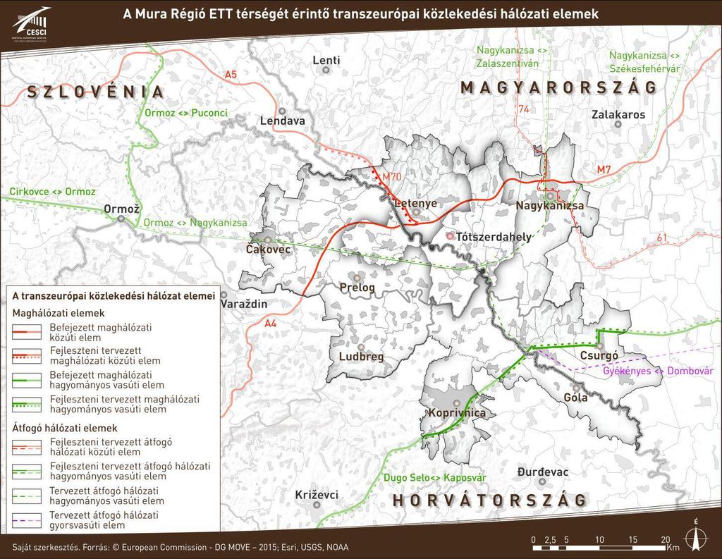 2.1 Meglévő gazdasági infrastruktúra A vizsgálati terület külső közlekedési kapcsolattartását szolgálják a transzeurópai közlekedési hálózat (TEN-T) elemei, melyek kivétel nélkül az