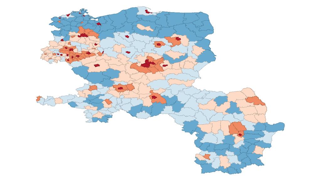 TELEPÜLÉSSZERKEZET Tartalom: nem összefüggő településszerkezet (+), városi térhasználat (+), mesterséges