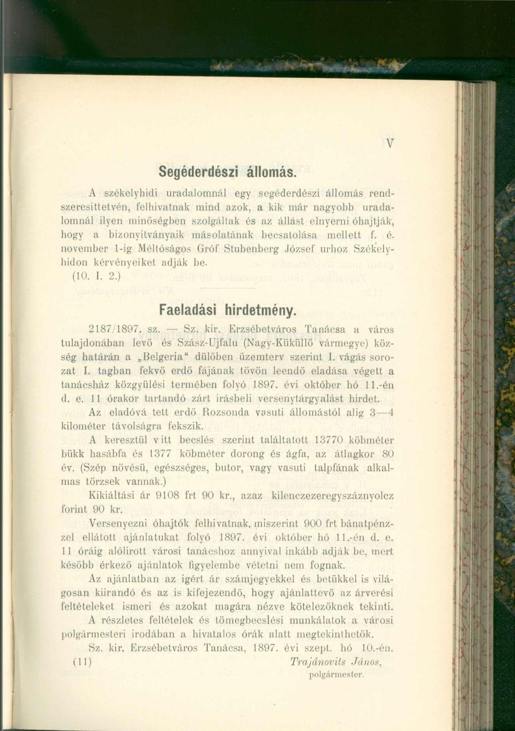 V Segéderdészi állomás.