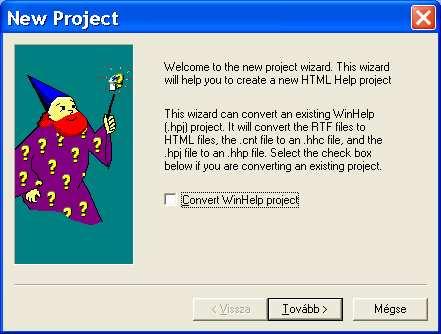 New project wizard A help