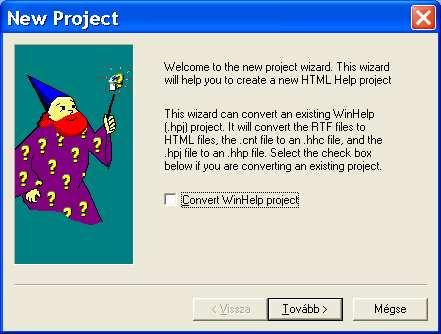 New project wizard A help