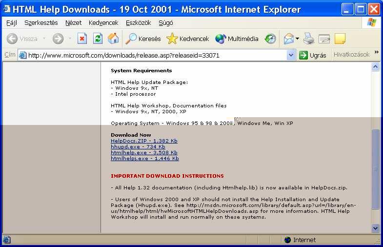 A HTML Help Workshop - m ködés tartalom.toc HTML oldal Help file.chm Index.hkk Project.