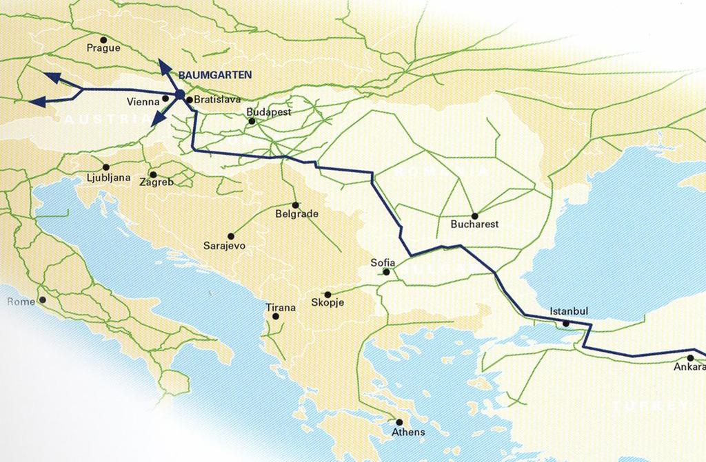 Nabucco gázvezeték A gazdag készletekkel rendelkező Kaszpi-térség és a Közel-Kelet összekapcsolása a közép- és nyugat-európai gázpiacokkal A török Botas, bolgár Bulgargaz, román Transgaz, a magyar