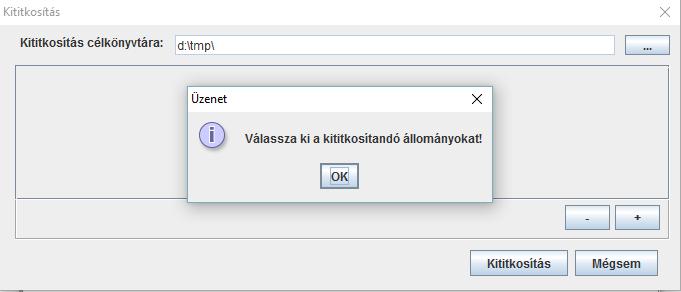 Majd kiválasztjuk a kititkosítás célkönyvtárát (ahova