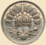 FERENC JÓZSEF ÉS ERZSÉBET koronázási emlékérem, ón, 1867 Középen kör alakú, fényes mezœben Ferenc József és Erzsébet balra nézœ, együttes portréi.