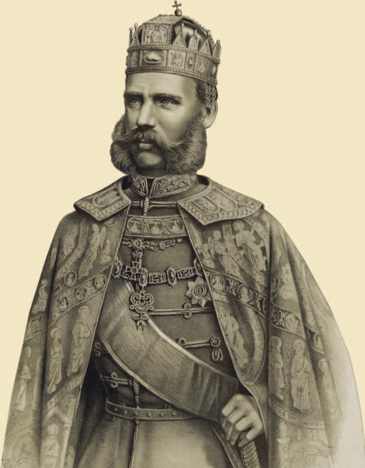 Valós átmérœ: 37 mm Középen a Szent Korona 4-4 láncfüggœvel, felette legyezœ alakban a koronázáson a magyar lobogón kívül használt 5-5 koronázási