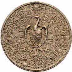 A KORONÁZÁSI ÉRMEK TÍPUSAI 1. ÉREMPÁR II. LAJOS koronázási emlékérem, arany, 1508 II. Ulászló nyitott koronás, balra nézœ profilja.