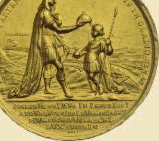 I. JÓZSEF A törökellenes felszabadító háborúk és a fegyverrel megszerzett uralkodási jog I. JÓZSEF koronázási emlékérem, arany, 1687 A A babérkoszorús, római páncélt viselœ I.