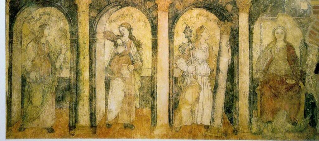 Janus Pannonius állítólagos portréja Mantegana festményén A négy erény falképen.