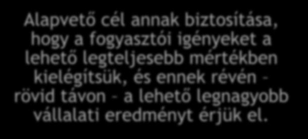 Alapvető cél annak biztosítása, hogy a fogyasztói igényeket a lehető