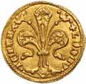 000 Előlapon: szembenéző királyfej KARVLVS R X körirattal. Hátlapon: koronát tartó kéz, felette vonalkörben struccmadár, kétoldalt K- betűk. I. Lajos (1342 1382) 113 113. aranyforint AK: 3 C.II.